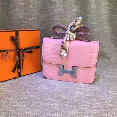 Hermes Constance 23cm Crocody Leather Pink