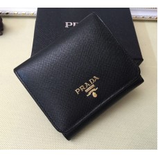 Peněženky Prada 1M0176 Saffiano Leather v černé barvě
