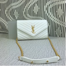 Kabelka YSL Envelope Chain Bag Caviar Leather White 23cm