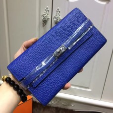 Hermes Kelly peněženka Togo kůže elektricky modrá