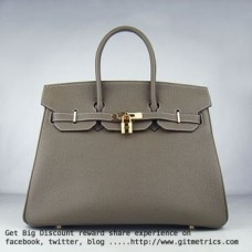 Hermes Birkin 35cm kabelka z hovězí kůže žíly tmavě khaki zlatá