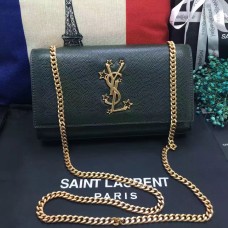 Nová kabelka YSL Chain Bag 24cm Caviar Leather tmavě zelená