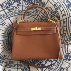 Hermes Kelly 28cm taška Togo kůže hnědá zlatá