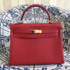 Hermes Kelly 28cm taška Togo kůže červená zlatá