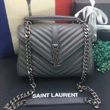 Kabelka přes rameno YSL s horním uchem 24 cm šedo-stříbrná
