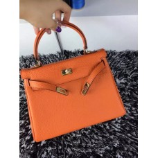 Hermes Kelly 25cm Togo kožená taška oranžová zlatá