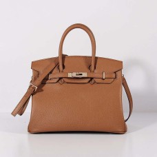 Hermes 30cm Birkin Bag Togo Leather s popruhem světle kávově zlatá