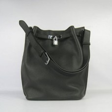 Hermes So Kelly 28cm Togo kožená taška přes rameno černá stříbrná