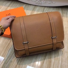 Hermes Steve pánská kožená crossbody taška hnědá