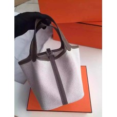 Hermes Picotin Lock plátěné tmavě šedé