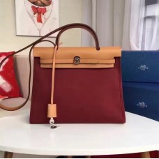 Plátěná taška Hermes Herbag 31cm vínová