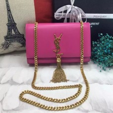 Kabelka s řetízkem YSL Tassel 22cm hladká kůže růžovo-zlatá