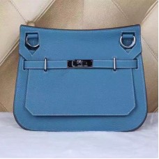 Hermes Jypsiere 28cm crossbody kabelka modrá stříbrná