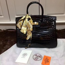 Hermes Birkin 35cm kabelka z krokodýlí kůže černá zlatá