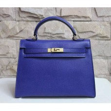 Hermes Kelly 32cm Epsom kožená kabelka elektricky modrá zlatá