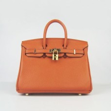 Hermes Birkin 25cm kabelka 6068 oranžovo-zlatá