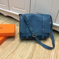Hermes Steve pánská kožená crossbody taška modrá