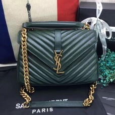 Kabelka přes rameno YSL s horním uchem 24 cm, zeleno-zlatá