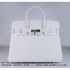 Hermes Birkin 35cm Togo kožené kabelky bílá stříbrná