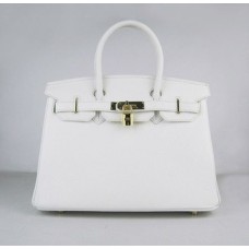 Hermes Birkin 30cm Togo kožené kabelky bílo-zlaté