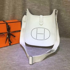 Hermes Evelyne III Togo kožená crossbody taška bílá