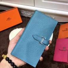 Hermes Bearn Peněženka Togo Kožená H005 Modrá