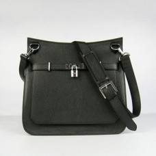 Hermes Jypsiere 28cm crossbody kabelka černá stříbrná