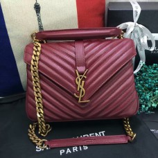 Kabelka přes rameno YSL s horním uchem 24 cm tmavě červeno-zlatá