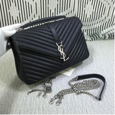 Velká řetízková kabelka Saint Laurent s horním uchem, černá, 32 cm