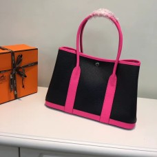 Hermes Garden Party 36cm kožená kabelka černá sytě růžová