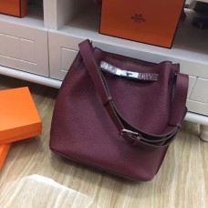 Hermes So Kelly 28cm Togo kožená taška přes rameno vínová stříbrná
