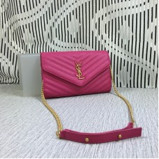 YSL kabelka s řetízkem, kaviárová kůže, růžová, 23 cm