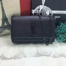 Kožená kabelka s řetízkem YSL Caviar 22 cm černá