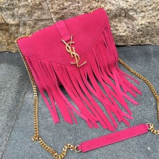 Kožená kabelka YSL Semiš Tassel 22 cm růžová