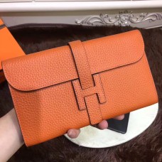 Hermes Jige Peněženka Togo Kožená Oranžová