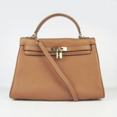 Hermes Kelly 32cm Togo kůže 6108 světle kávově zlatá
