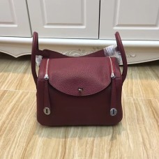 Hermes Lindy 30cm kabelka vínově stříbrná