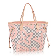 Louis Vuitton N41050 Neverfull MM ramenní taška Damier Azur Canvas